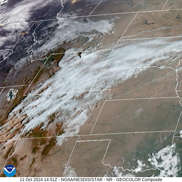 Friday morning’s satellite shows clouds along and ahead of a weak system pushing across the Treasure State.